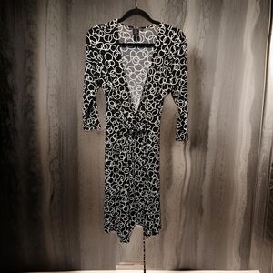 F.L.P. brand black and white wrap dress. size large